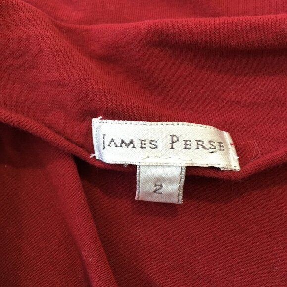 JAMES PERSE Dark Red/Burgundy Off Shoulder Long Sleeve Shirt - Picture 2 of 7